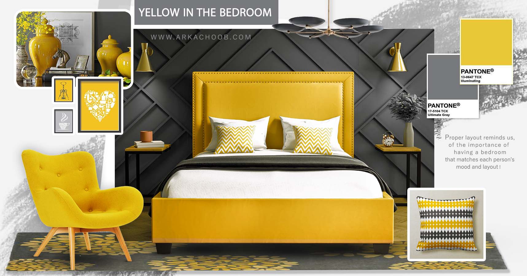 روش‌های جالب استفاده از رنگ زرد در اتاق خواب